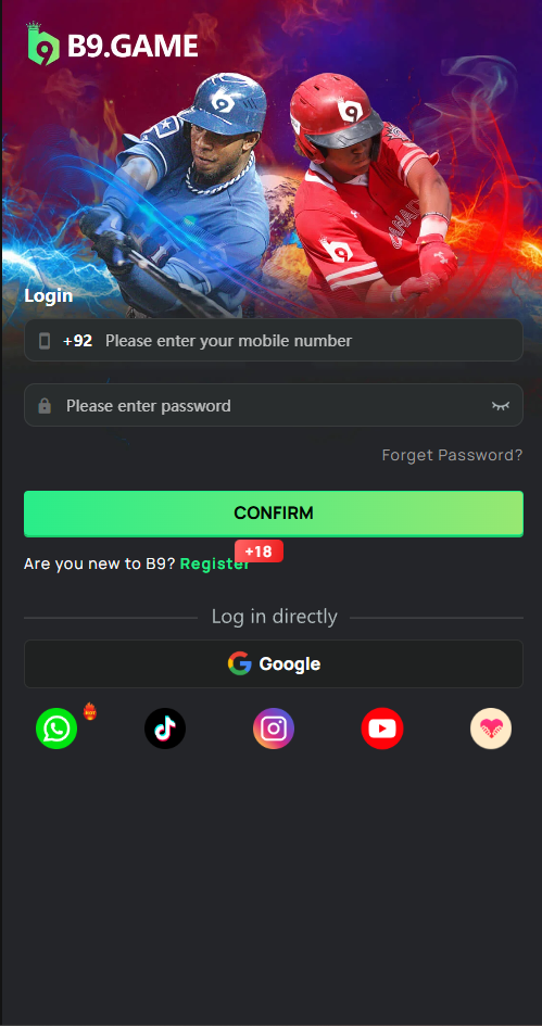 B9 app slot game lobby with provider tiles and hot game shortcuts